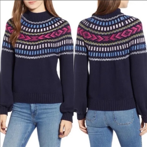 Rebecca Minkoff Raja Fair Isle Mock Neck Sweater S - Picture 1 of 5